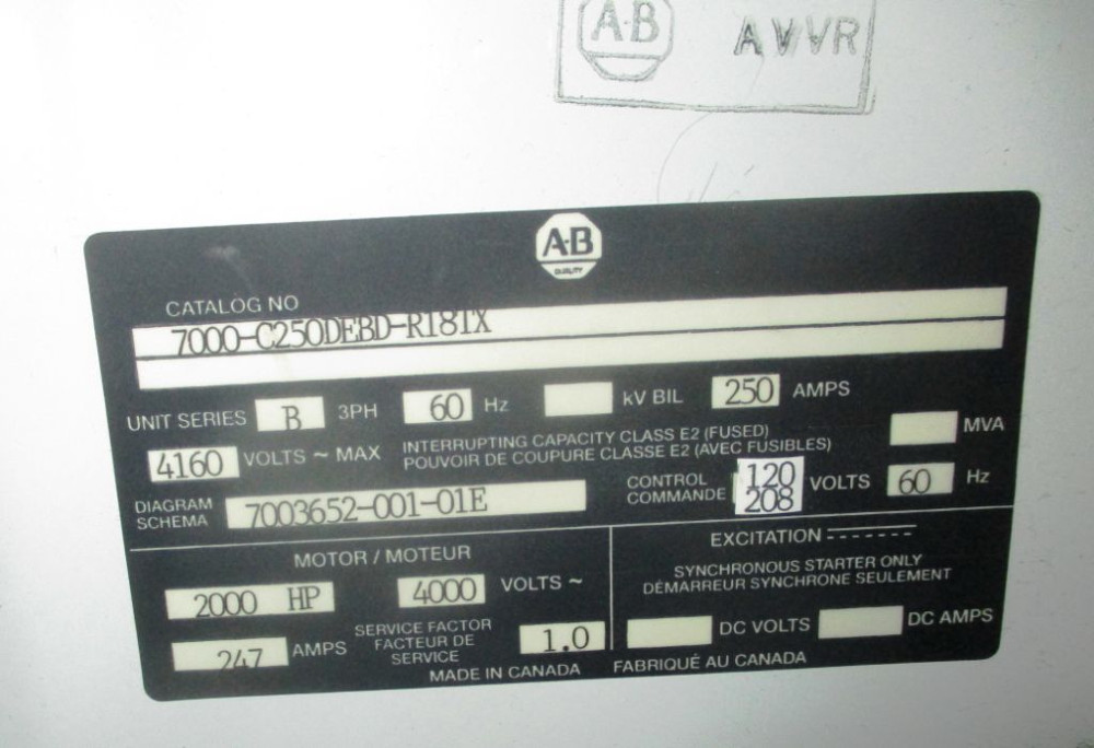 2000 HP Allen-Bradley, 7000-C250DE8D-R181X - Image 1