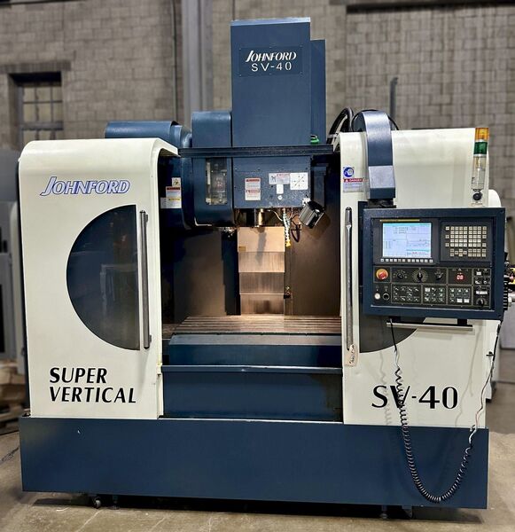 Johnford #SV-40, CNC vertical machining center, 41" X, 20" Y, 24" Z, 47" x20" table, Cat 40, 10000 RPM, 24 - Image 1