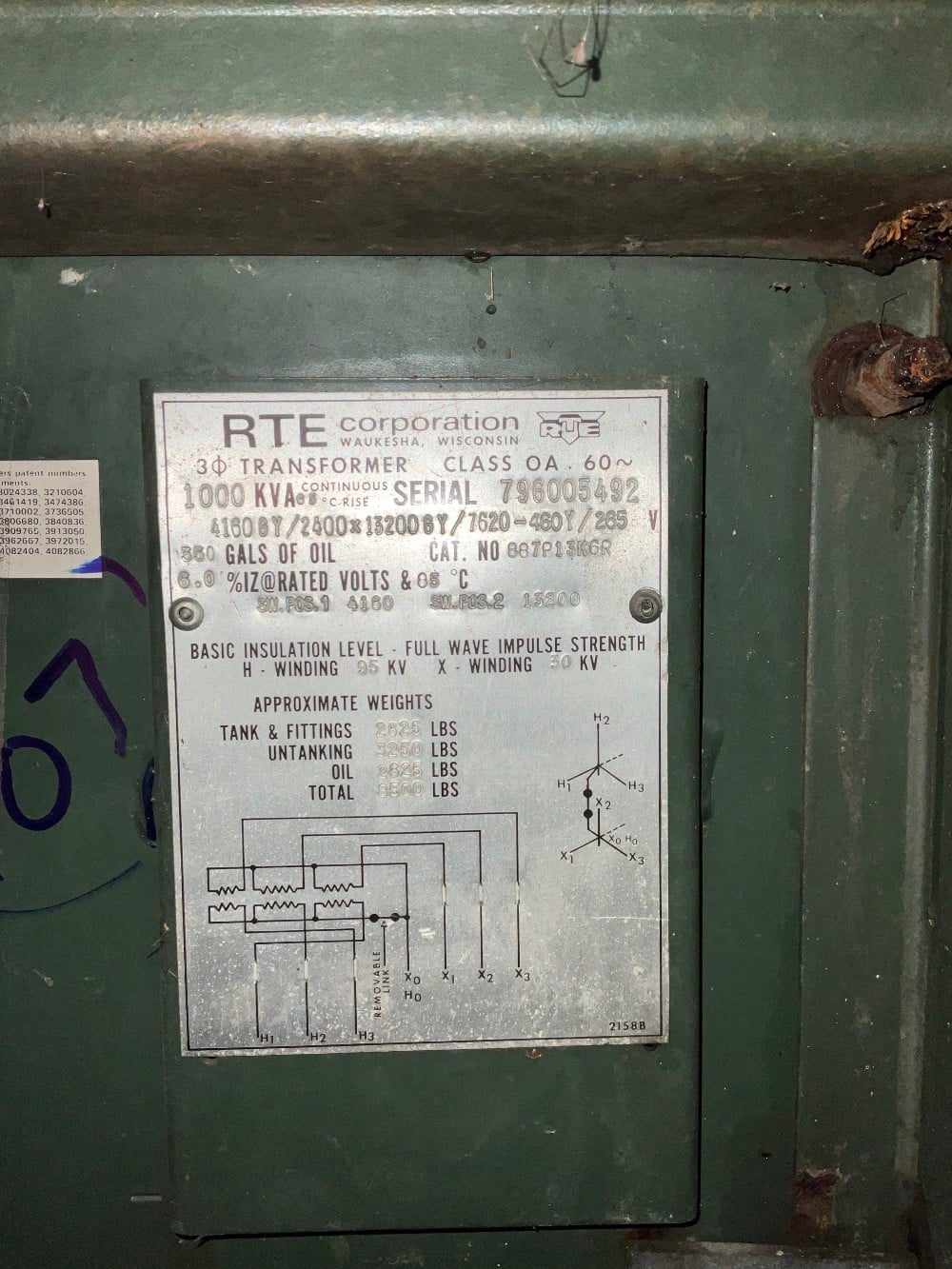 1000 KVA 13200GY/7620 Primary, 480Y/265 Secondary, 3 phase, Padmount Transformer - Image 1