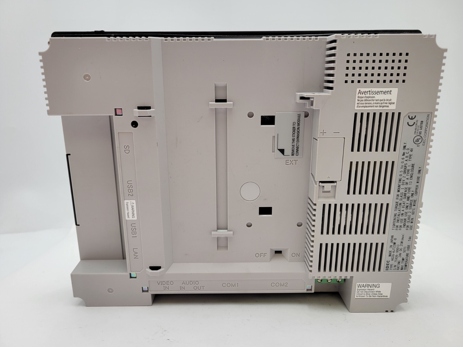 IDEC #HG3G-AJT22MF-B HMI Touchscreen 10.4" TFT Display 24VDC 25W Series HG3G - Image 6
