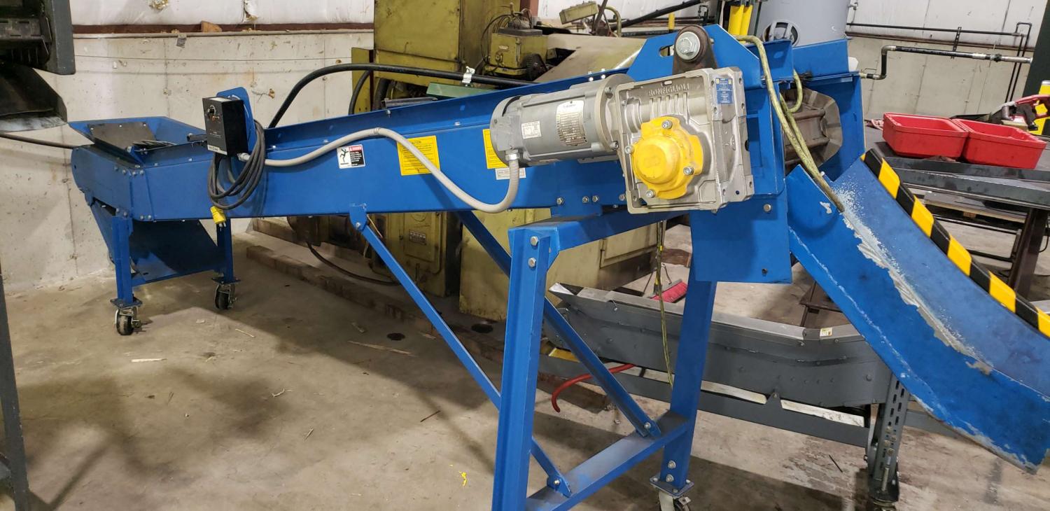 11.5" wide x 11.39" long, Unloading Parts Conveyor, 34" loading height, 52"/36" discharge height, 20 deg. - Image 2