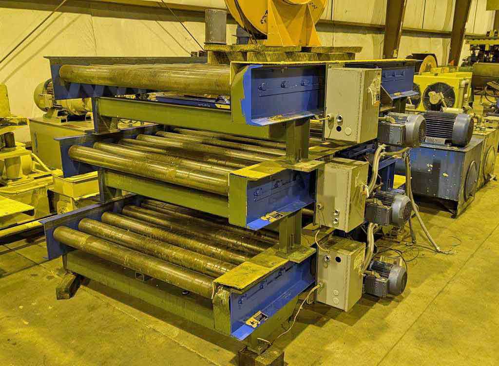 20000 lb. Braner Conveyor, banding line, (2) sections of storage conveyor, 4" diameter x 52" face rolls - Image 1
