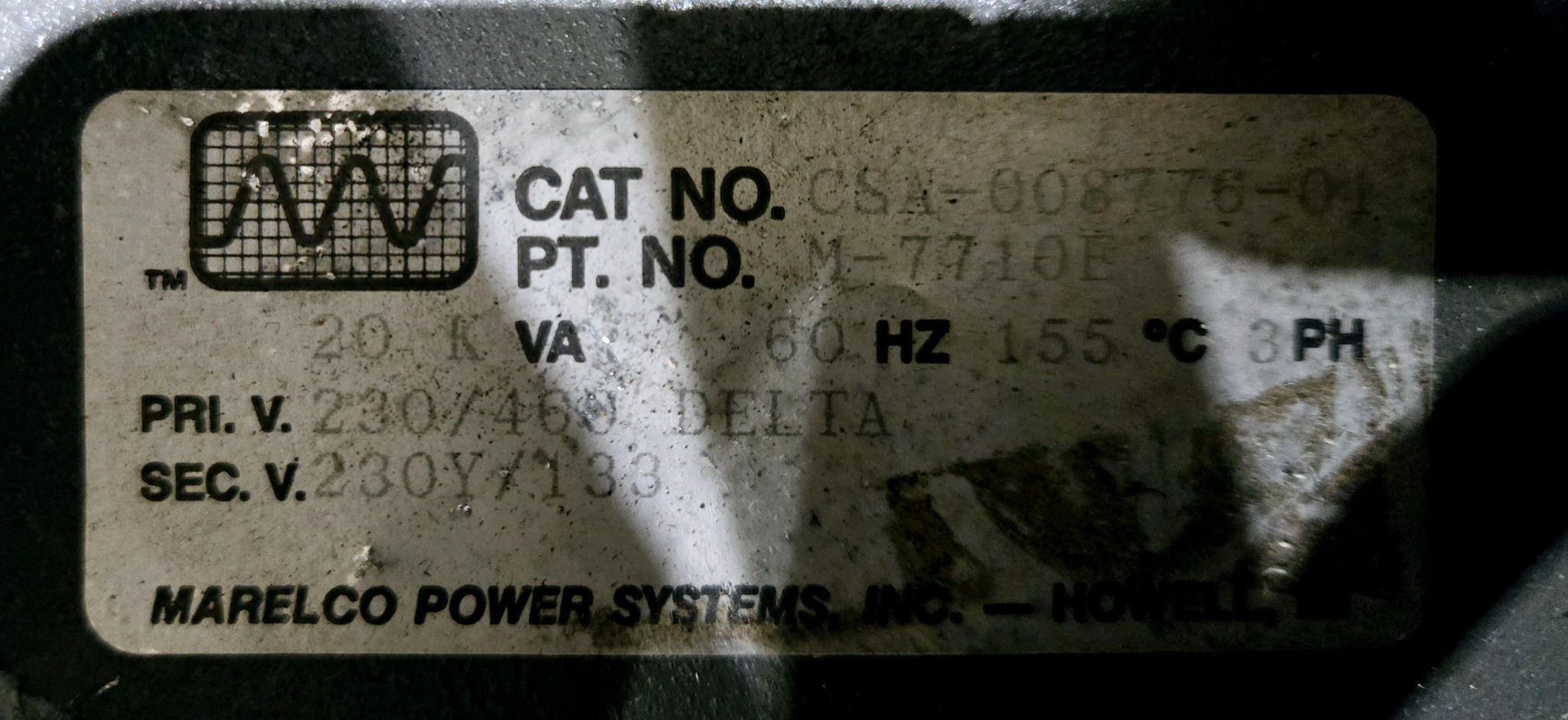 20 KVA 230 Primary, , Marelco Power Systems M-7710E/CSA-008776-01, transformer - Image 4