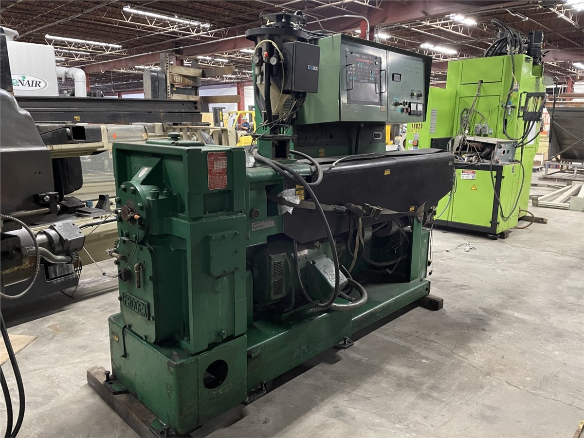 3.5" Prodex #TM3, extruder, 24:1 L/D, 50 HP DC motor, 42" centerline, 5 barrel zones, air-cooled barrel - Image 3