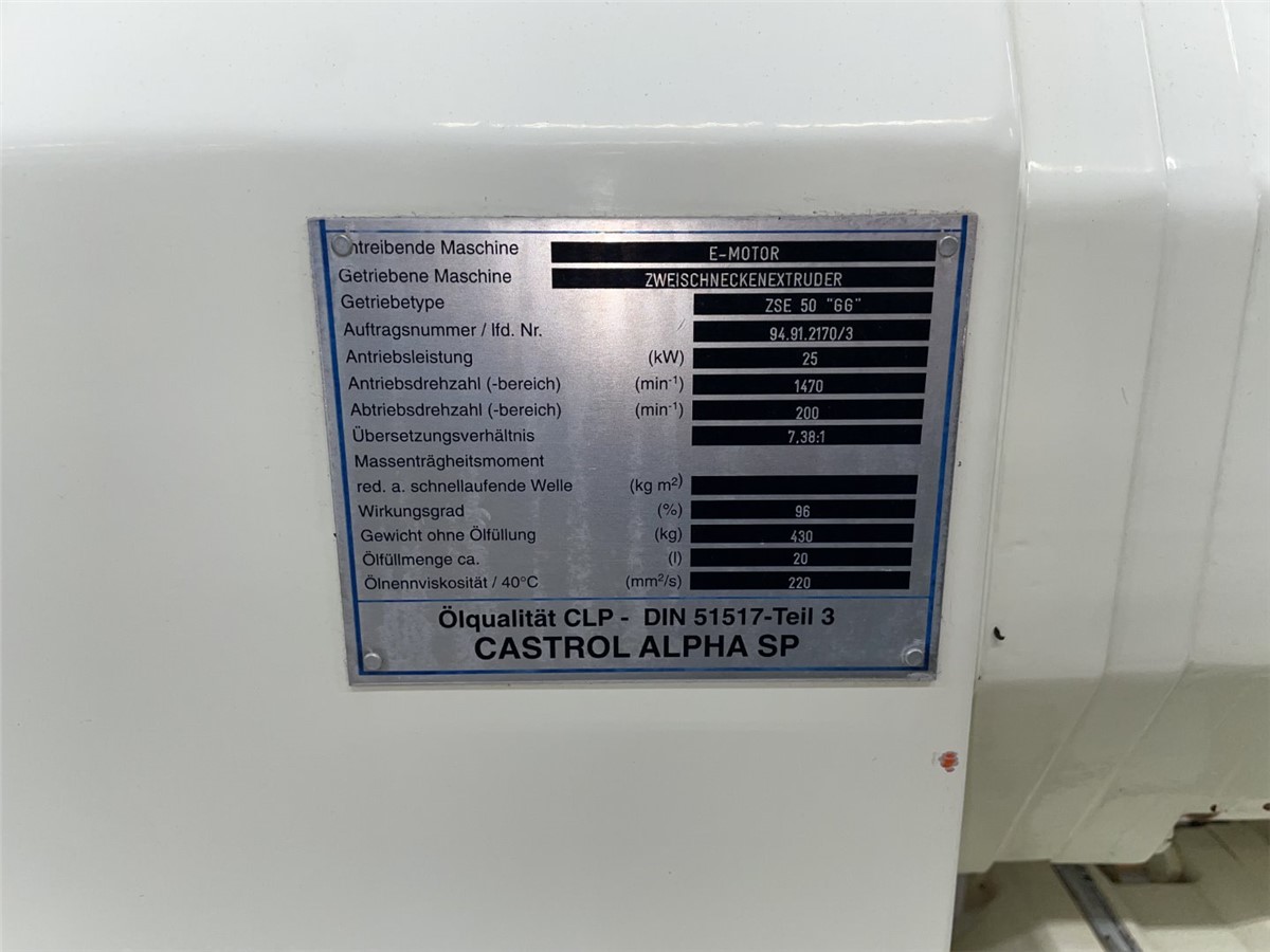 2.16" Leistritz #ZSE-50-GG, counter rotating twin screw extruder, 44:1 L/D, 62 HP Baumuller DC motor, 1997 - Image 4