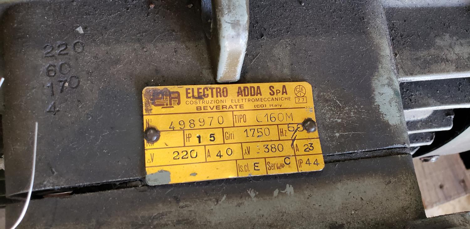 15 HP 1750 RPM Electro Adda, Motor, Type C160M, 4.5" L Shaft, 1.625" dia., 220-380 Volts - Image 2