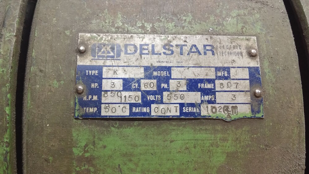 Delstar, heavy duty pedestal grinder, 3 HP, 1150 RPM, (2) 14" wheels, adj tool rests - Image 3