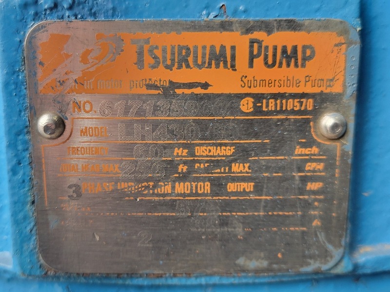 570 GPM @ 256' TDH, Tsurumi #LH430-60, submersible dewatering pump, 4" discharge, 40 HP - Image 2