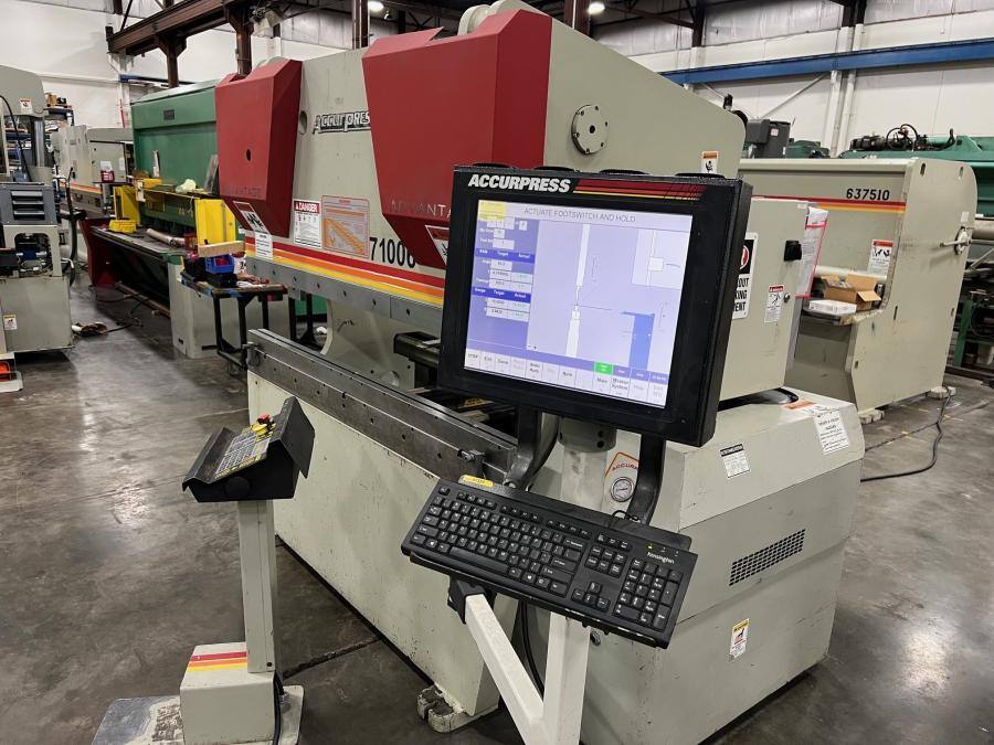 100 Ton, Accurpress #71006, Hydraulic Press Brake, 6' overall, 52 ...
