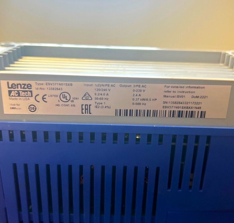 Lenze #ESV371N01SXB, VFD Inverter Dr, AC Tech SM Vector, 0.5 Hp, 120/240v, 9.2/6.2a, 50-60hz - Image 3