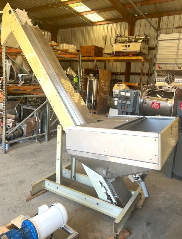 8" wide x 10' long, Hoppmann Corp #EP, Inclined H Belt Conveyor, Stainless Steel parts, Carbon Steel frame - Image 1