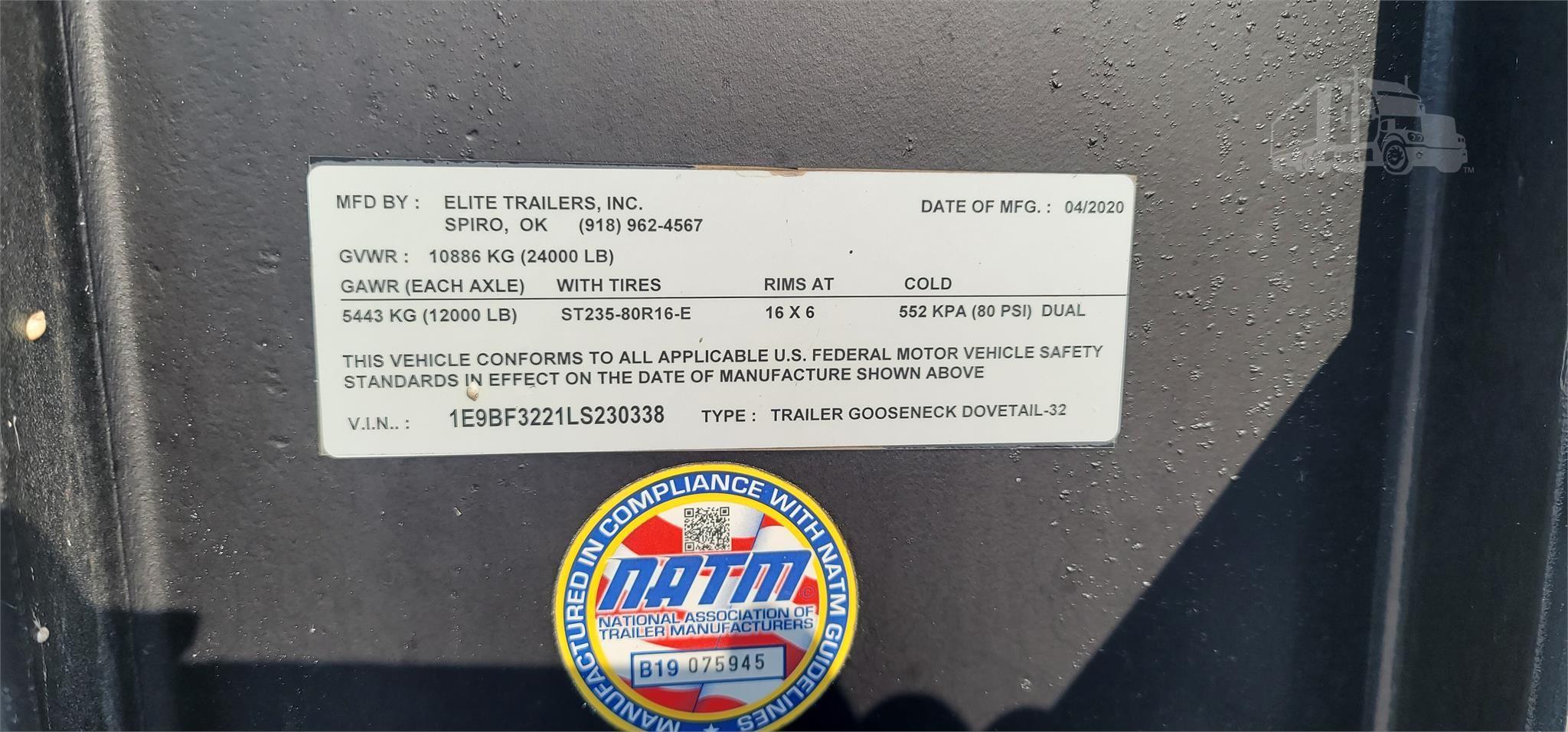 Elite Trailers Inc, 32' flatbed trailer, tandem rear axels, 2020 - Image 2