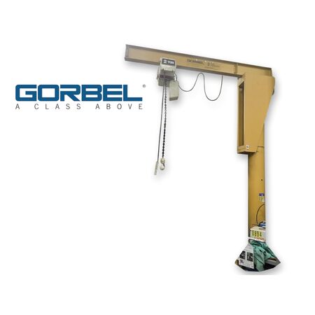 2 Ton, Gorbel #FS300-14-12, free standing jib crane, 10' span, 97" trolley, 13'10" HUB, coffing hoist - Image 1