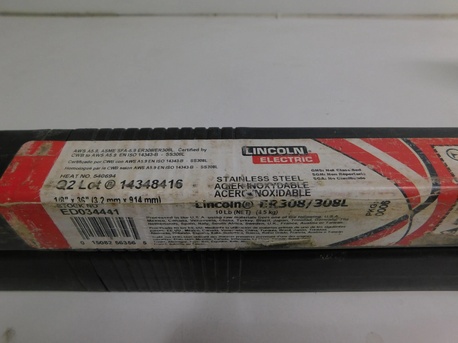 Welding Rods/Electrodes, Lincoln Electric, Stainless Steel, ER308/308L, 1/8" diameter x 36" L, (2) 10 lb. - Image 4