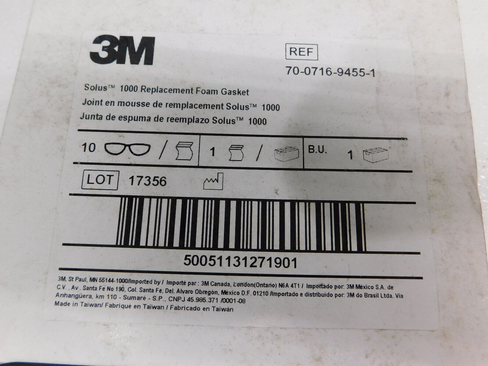 3M, Solus 1000 Replacement Foam Gasket for Safety Glasses, New (20 available) - Image 3