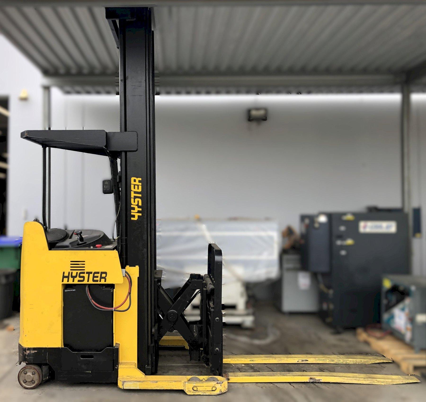 Hyster #N45XMXR, electric reach forklift, 144" lift height, side shift, 42" L forks, charger - Image 1