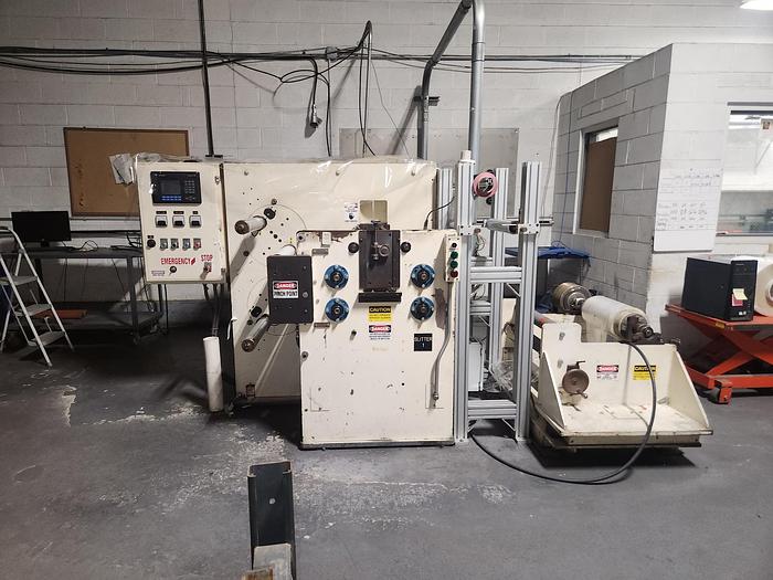 Independent Machine Co. #MSDTS, 16" wide duplex turret slitter rewinder, shafted unwind - Image 1