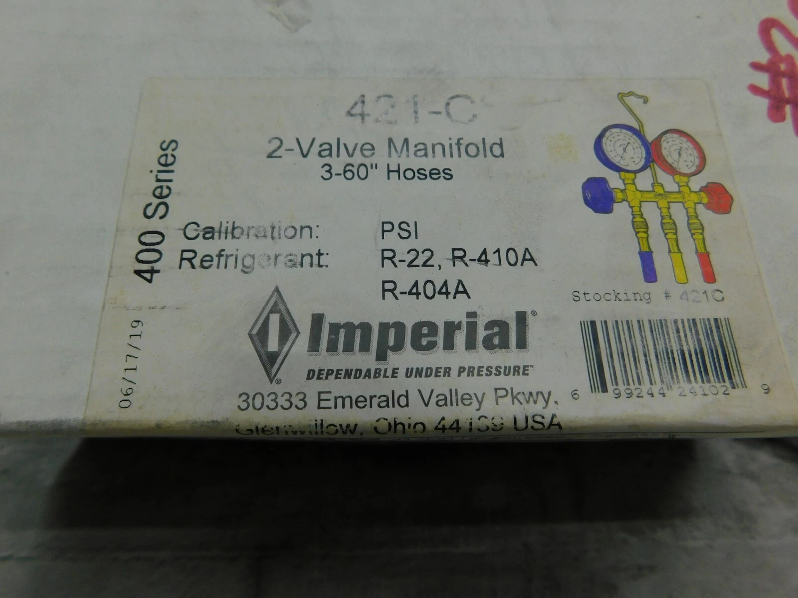 NEW Imperial Tool 421C, 2 Valve Manifold Gauge, Brass, (3) 60" Hose NEW A/C - Image 3
