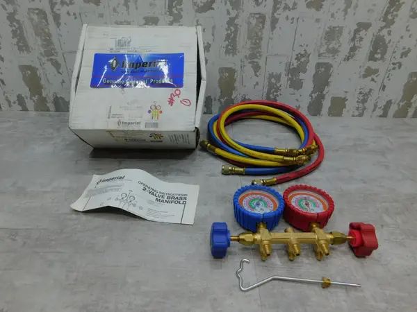 NEW Imperial Tool 421C, 2 Valve Manifold Gauge, Brass, (3) 60" Hose NEW A/C - Image 5