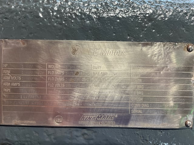 600 HP 900 RPM General Electric, Frame 6268, DPFVBB, 500 VA, 240/120 VF - Image 3