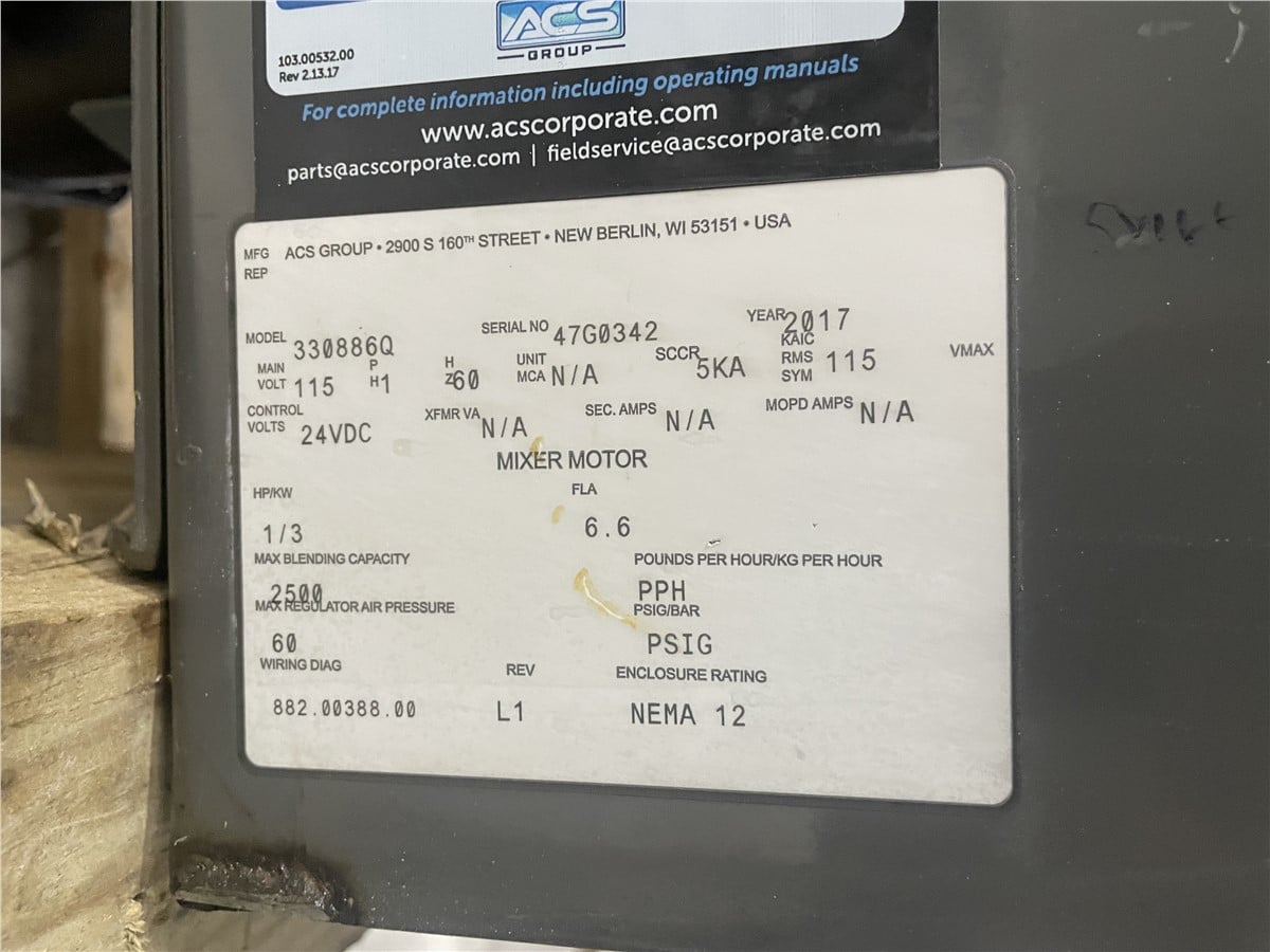 AEC #BD-2500R-4, 3 component gravimetric blender, 2500 lb/hr, pneumatic slide gates, 2017 - Image 2