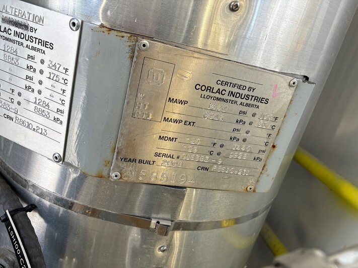 16" Corlac Ind., sour vertical separator, 347&deg;F, 1284 psi, 2-phase, 2012 - Image 6