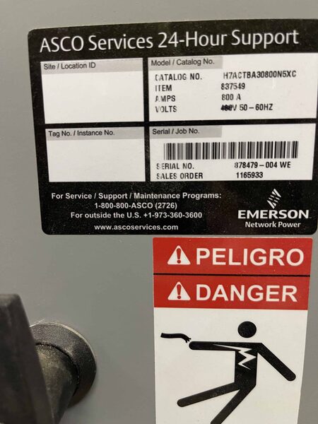 800 Amp. ASCO 7000 Series, ISO Bypass automatic transfer switch, 208 Volts, Nema 1 enclosure - Image 3