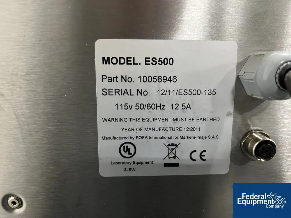 Markem #ES500, Fume Extractor, stainless steel construction, portable, 115 volts, serial# 12/11/ES500-135 - Image 2