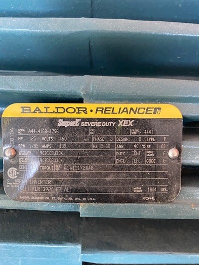 125 HP Ariel #JGQ/2, reciprocating compressor, 125 HP @ 1785 RPM Baldor A44-4168-1796, 1 stage, 2015 - Image 7