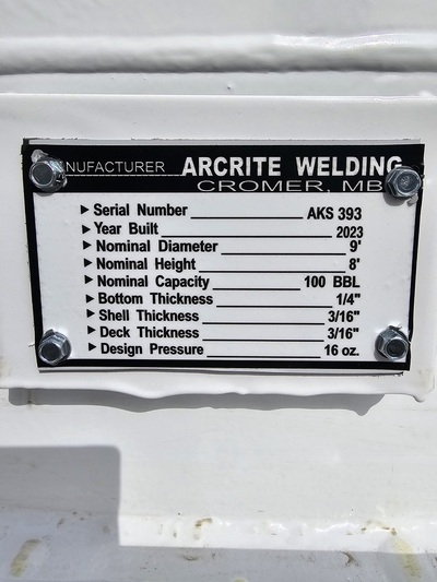 100 bbl Pop Tank, 2023 (6 available) - Image 7