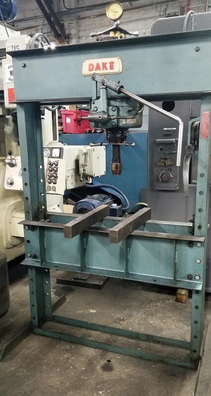 75 Ton, Dake #75H, H-frame arbor press, 44" btwn uprights, 7" screw travel, 4-1/2" ram travel - Image 3