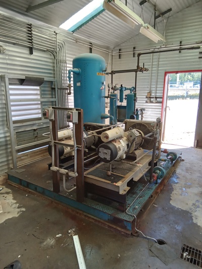 Mattei #C-64-M, rotary vane air compressor & package, 150 psig, PASC C, enclosure, skid, 1979 AS-IS - Image 7