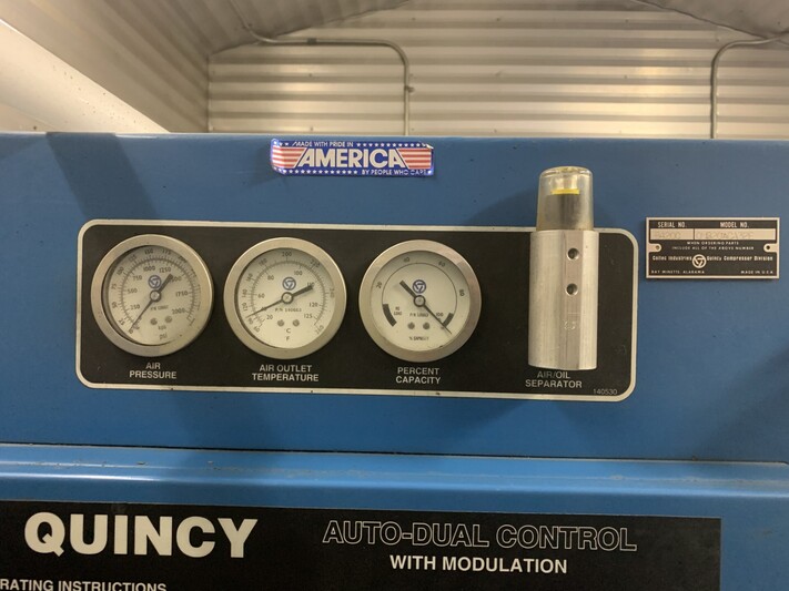 90 SCFM, 175 psig, Quincy #QMB20ACA32E, dual air compressor, Fr.254-T, PASC B, 3479 RPM, 20 HP, enclosure - Image 7