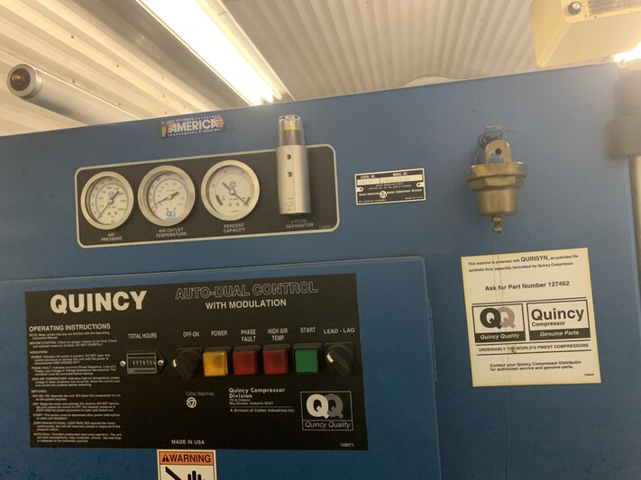 90 SCFM, 175 psig, Quincy #QMB20ACA32E, dual air compressor, Fr.254-T, PASC B, 3479 RPM, 20 HP, enclosure - Image 9