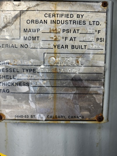 16" Sweet Vertical Separator, 3-phase, 1440 psi, 2004 - Image 9
