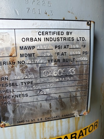 24" Sour Vertical Separator, 3-phase, 1440 psi, 2000 - Image 7
