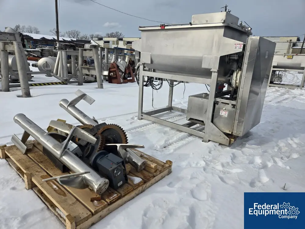 Weiler #M305A, Unload screw discharge mixer, Stainless Steel twin overlapping paddles, central outfeed screw - Image 2