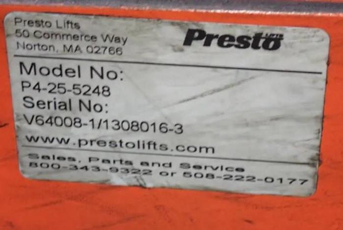 2500 lb. Presto #P4-25-5248-P4 Series 2, lifts height load leveler, 52" x 48" platform - Image 8