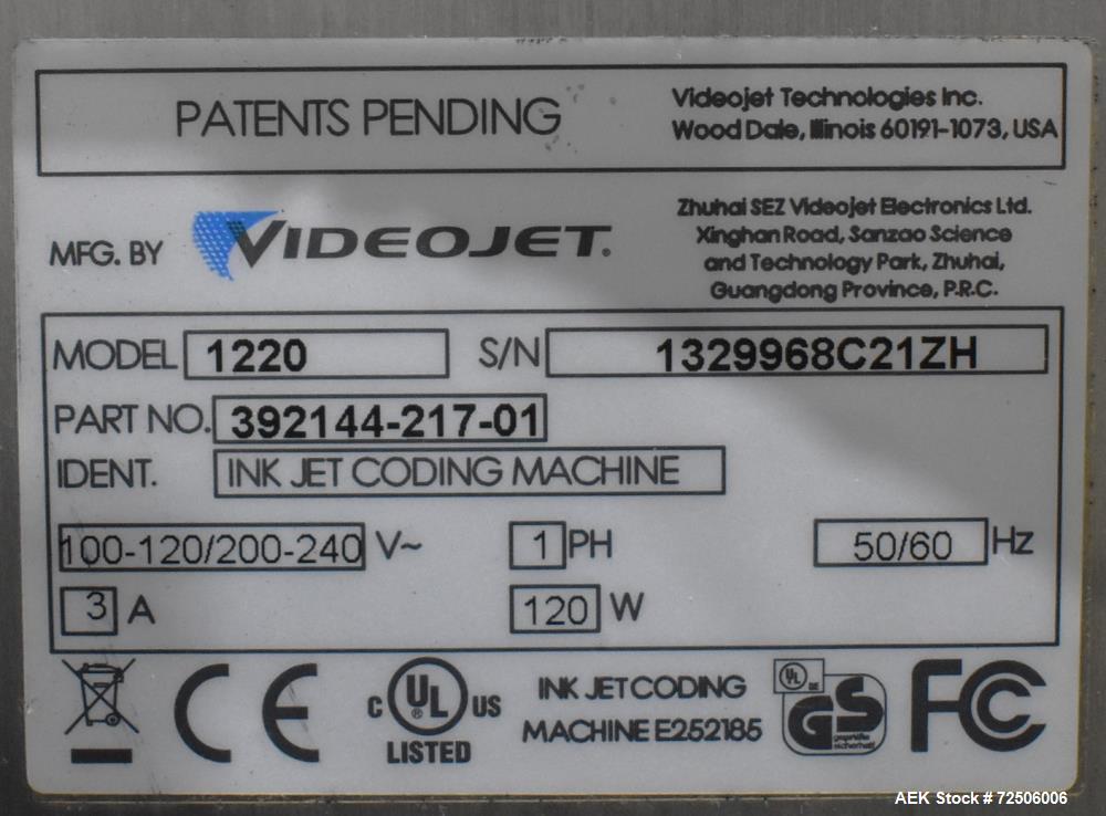 Videojet #1220 Continuous Inkjet Printer, High-Speed Coding, print 1 to 5 lines of print at speeds up to 533 - Image 9
