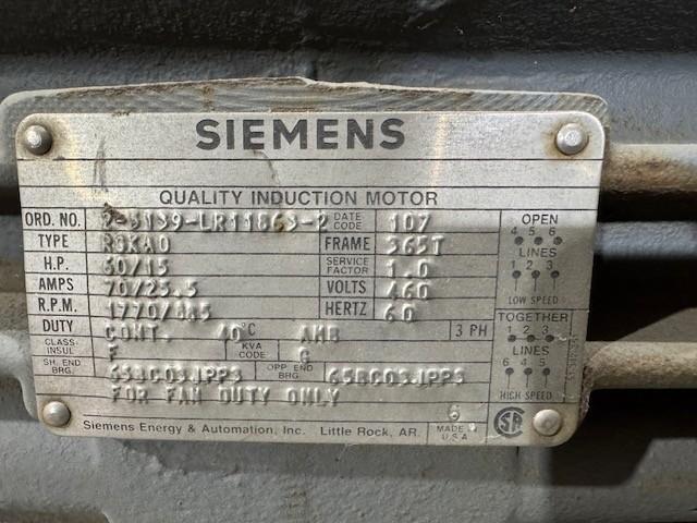 60 HP 1770 RPM Siemens #2-3139-LR11863-2, Frame 365T, 1.0 service factor, S/N RSKA0, 460 Volts - Image 4