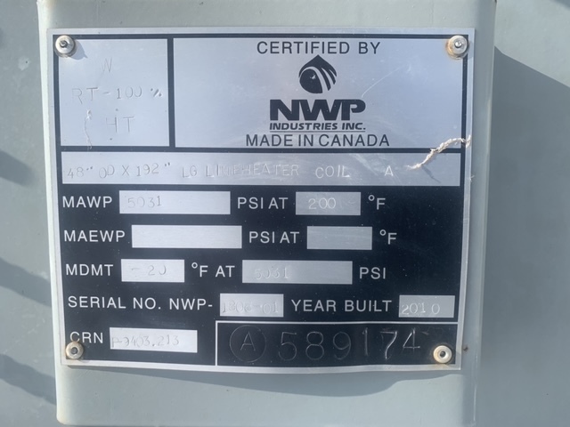 1 MMBTU/hr NWP Ind., Sour Line Heater, 3" coil diameter, 5031 psi, 200°F, 2010 - Image 8