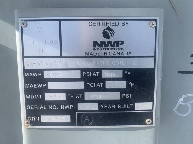 1 MMBTU/hr NWP Ind., Sour Line Heater, 3" coil diameter, 5031 psi, 200°F, 2010 - Image 9