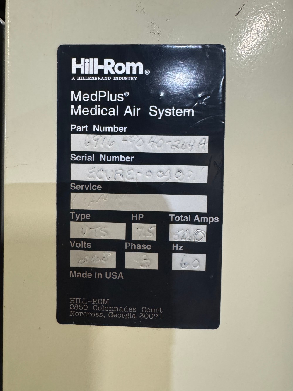80 cfm, 200 psi, Medplus #6916-9040-204A Redundant/Lag reciprocating oilless air compressor - Image 10