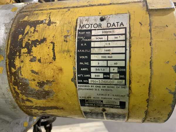 2 Ton, Budgit, power chain hoist, 10' lift, 220/440 V., 3 phase - Image 9