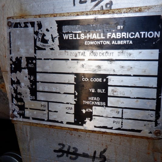 72" x 20' Wells-Hall, horizontal FWKO, 14 psi, 1990 - Image 5