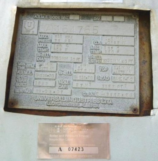 120" x 40' Universal Ind., horizontal FWKO, 75 psi, 150°F, 1982 - Image 3