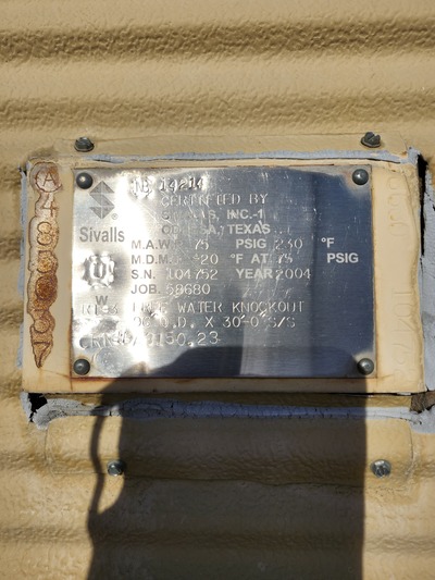 96" x 30' Sivalls, horizontal FWKO, 75 psi, 230°F, 2004 - Image 3
