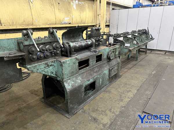 5/32" -3/8" Lewis #8F, travel cut wire straightener, 5 pairs of rolls, 11' table length, 25 HP - Image 1