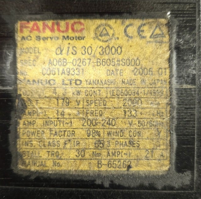 Fanuc #A06B-0267-B605#S000, Servo motor - Image 4