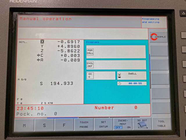 Hermle #C800U, Full 5-Axis Simultaneous vertical machining center, Heidenhain iTNC 530, rigid tapping, 2003 - Image 6
